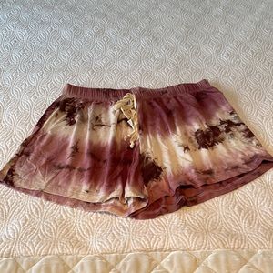 NWT Pink, Brown and Cream Tie Dye Shorts